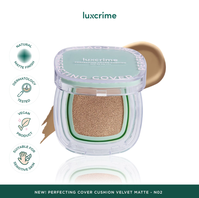 Luxury Cantika Indonesia Luxcrime Perfecting Cover Cushion Velvet Matte SPF 50 PA +++ N03