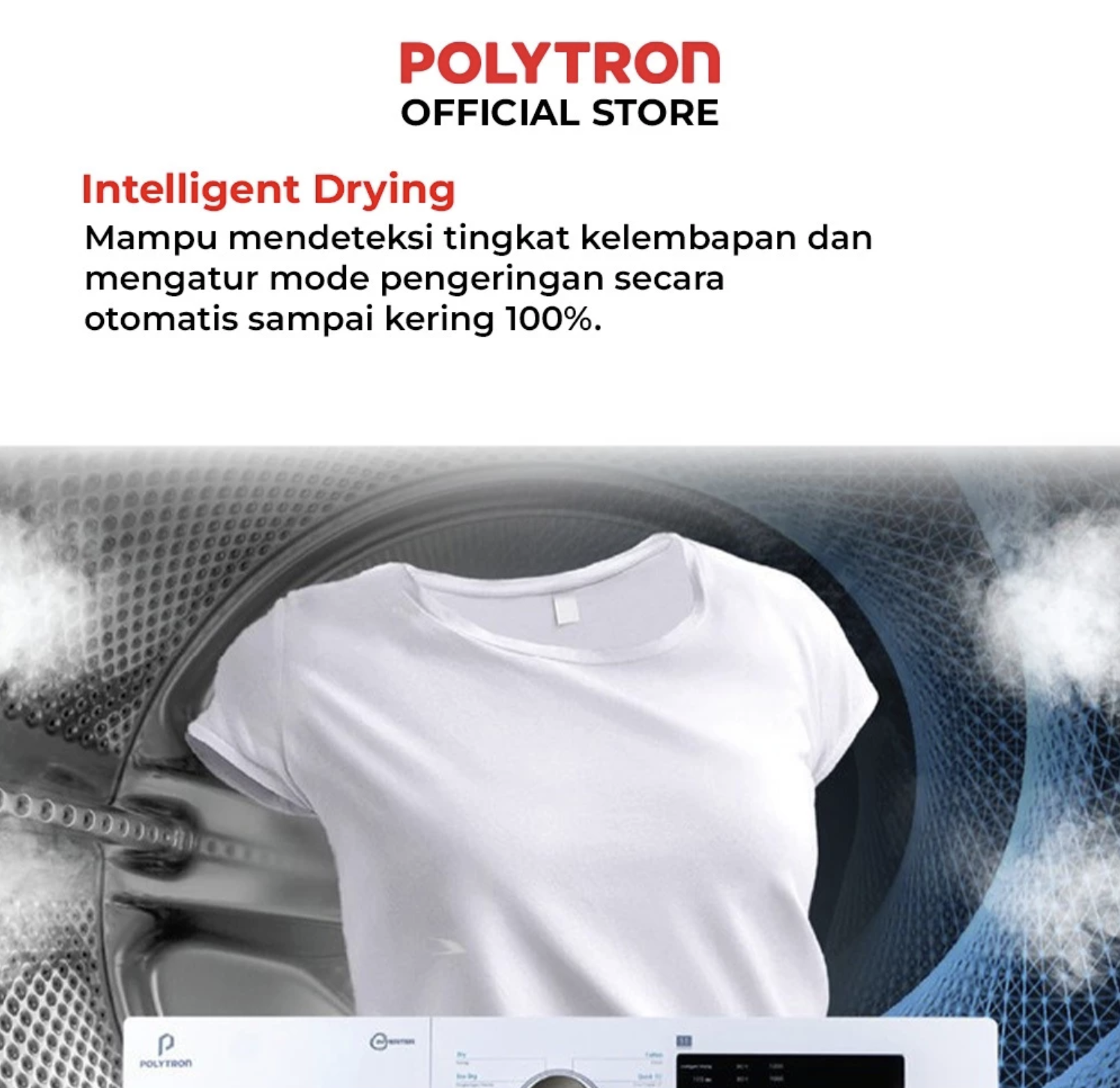 Hartono Istana Teknologi Polytron Mesin Cuci Front Loading Inverter Wonderwash Washer Dryer 11 kg PFL 1105H