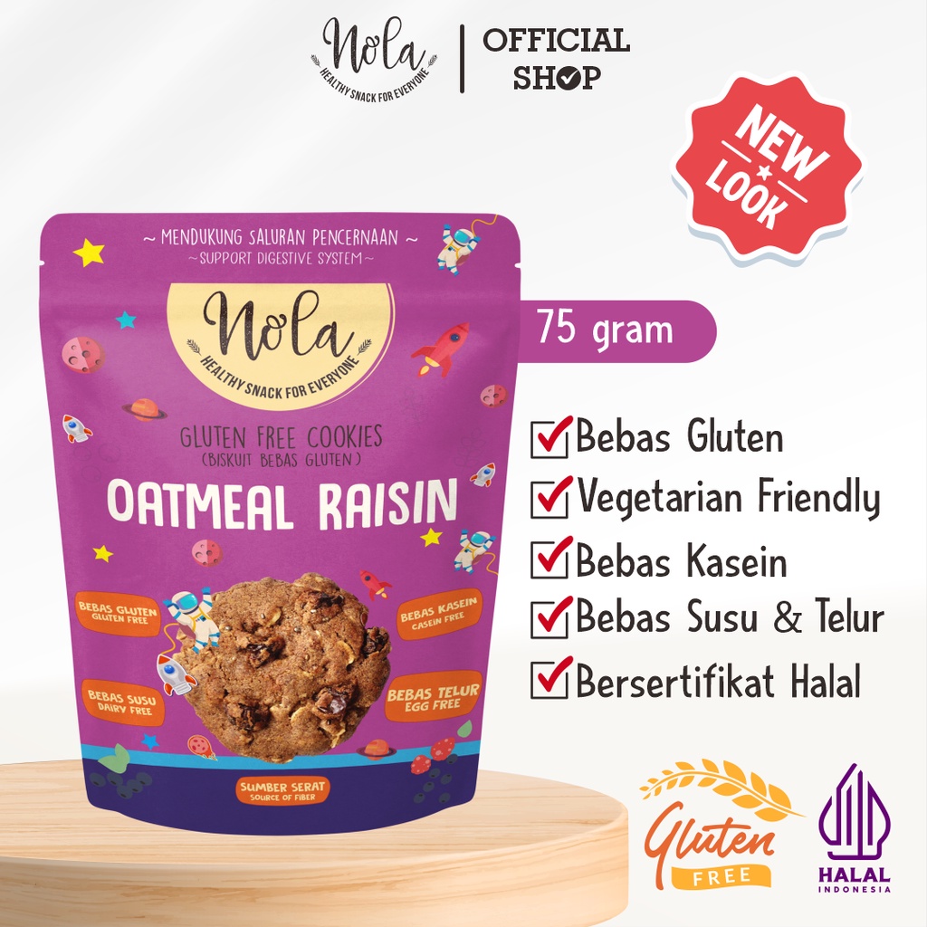 Verlin Indonesia Nola Gluten Free Cookies Oatmeal Raisin