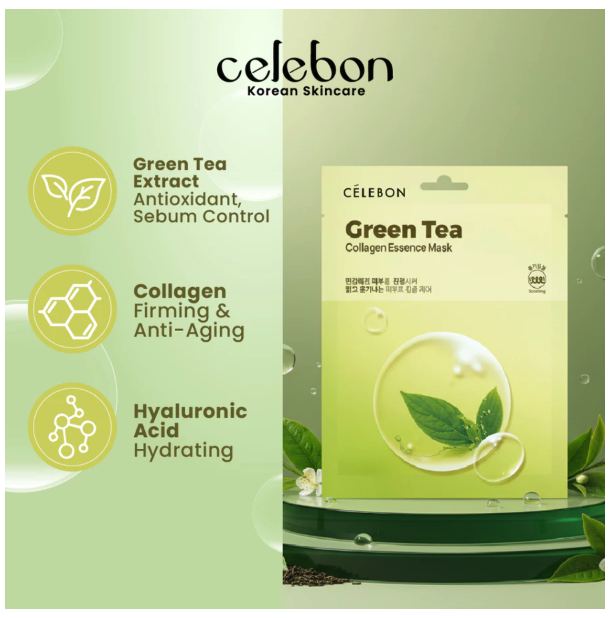 HLMC  Célebon Green Tea Collagen Essence Mask