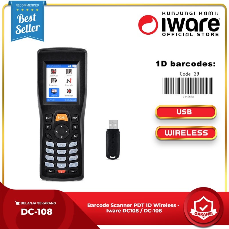  Iware Barcode Scanner PDT 1D Wireless  DC-108