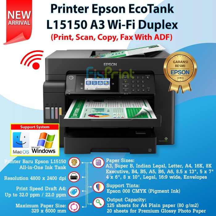 Epson Epson EcoTank A3 Wi-Fi Duplex All-in-One Ink Tank Printer L15150