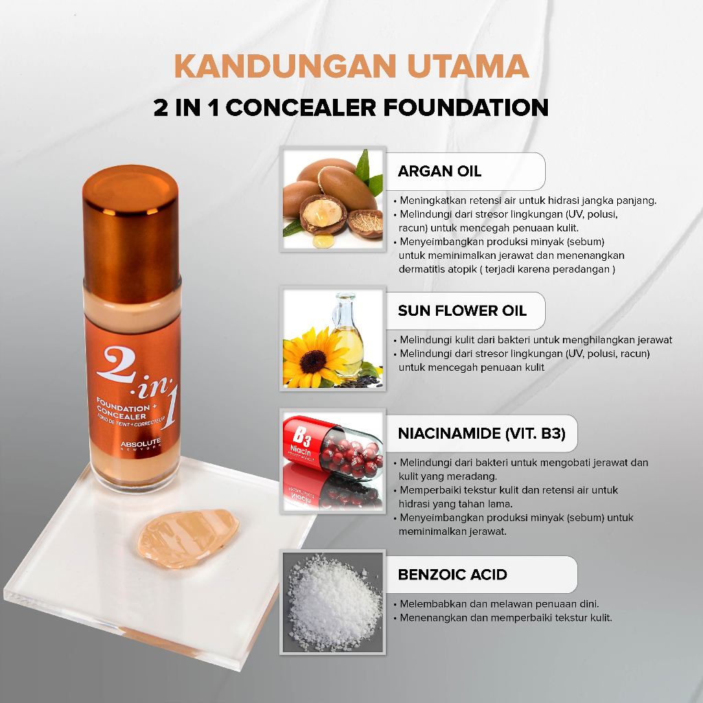 Absolute New York Absolute New York 2-in-1 Foundation + Concealer Cool Porcelain