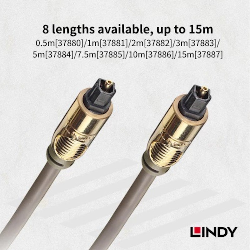 LINDY Toslink SPDIF Digital Audio Optical Premium Cable 1 meter 3