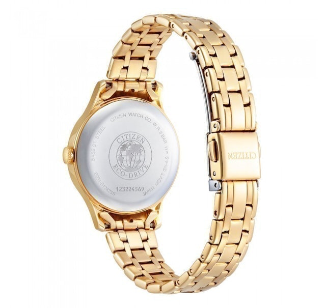 Eco-Drive Mother of Pearl Dial Gold Stainless Steel Strap EM0893-87Y