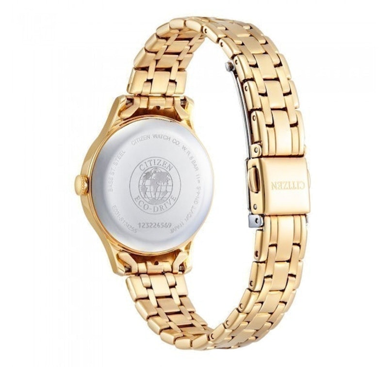 Eco-Drive Mother of Pearl Dial Gold Stainless Steel Strap 2