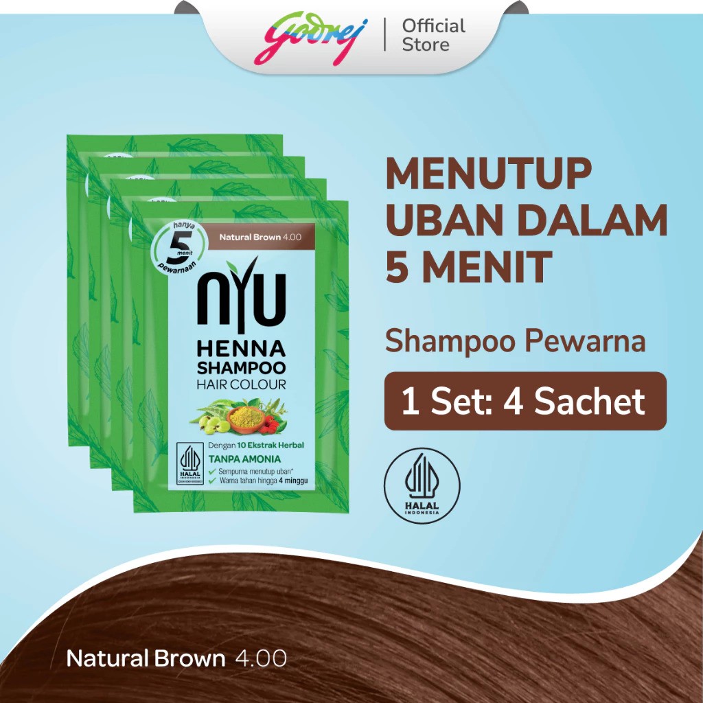 Godrej Consumer Products NYU Henna Shampoo Hair Colour Natural Brown