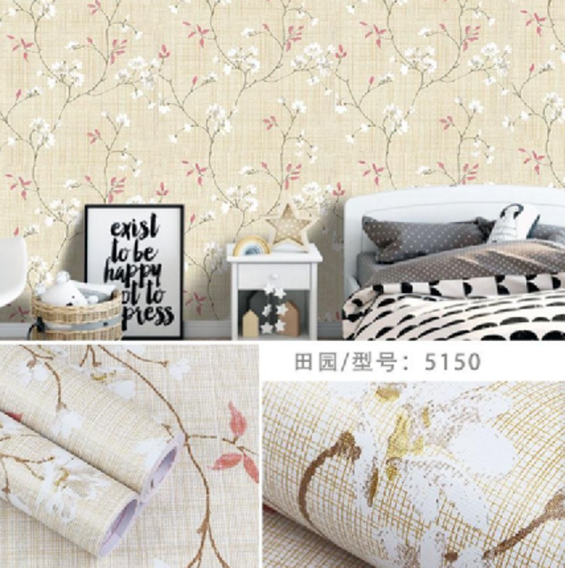  Wallpaper Stiker Dinding Motif Bunga Sakura Pink Cream