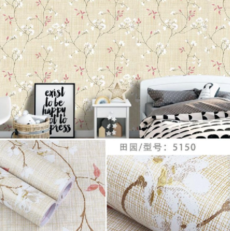 Wallpaper Stiker Dinding Motif Bunga Sakura Pink Cream 5