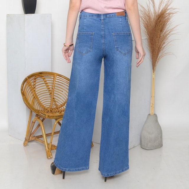 Bandidas  Kulot Jeans Wanita Celana Panjang Opnaser Highwaist