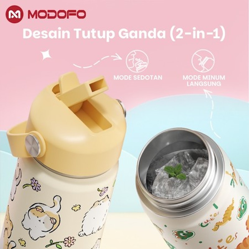MODOFO Botol Minum Stainless Steel Motif Kartun Lucu 2