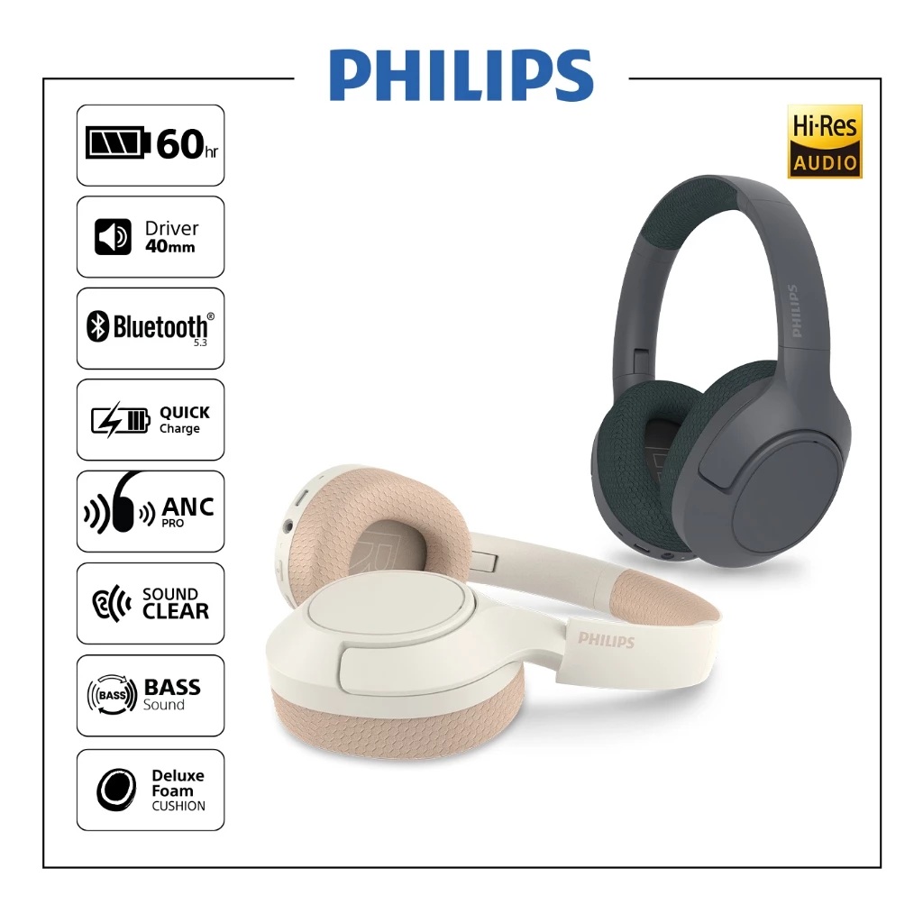 Philips Over-Ear Wireless Headphones TAH7508