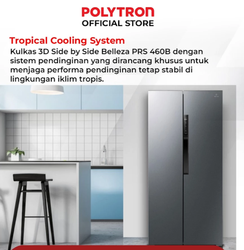 Polytron Kulkas Side By Side Polytron 2 Pintu New Belleza Inverter PRS 460B