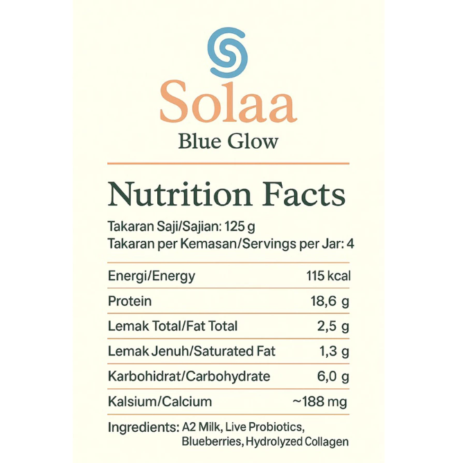  Solaa Probiotics Greek Yogurt Blue Glow
