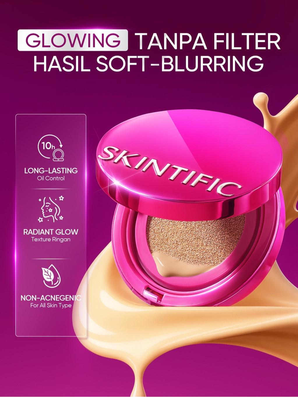 SKINTIFIC Cosmetics SKINTIFIC Cover Glow Perfect Pink Cushion Foundation 04 Beige