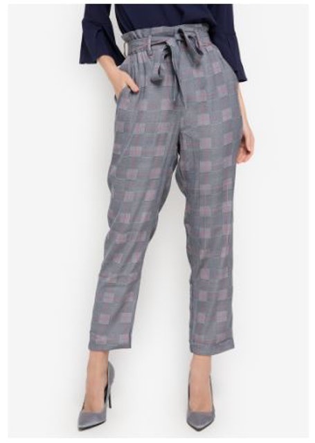 Pleated Waist Check Pants 4