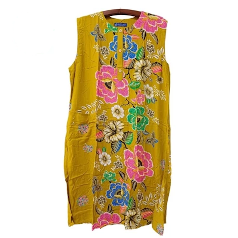 Batik Kencana Ungu Daster 32 Label Biru Tanpa Lengan 3