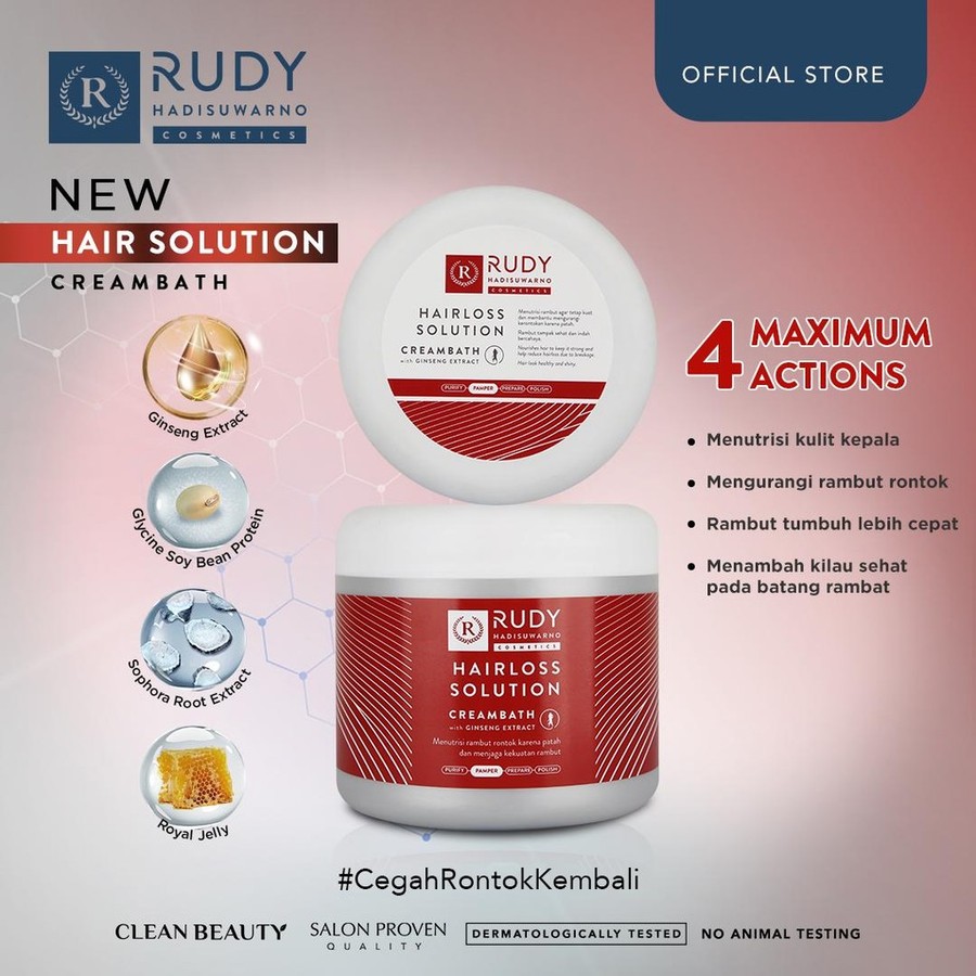 Rudy Hadisuwarno Cosmetics Rudy Hadisuwarno Cosmetics Hairloss Solution Creambath with Ginseng Extract 500 gr