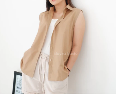 Bayka Bayka Kemeja Wanita Tanpa Lengan