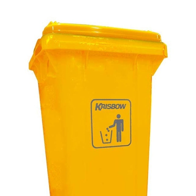 Krisbow Dust Bin 240L Pedal and Yellow Lid