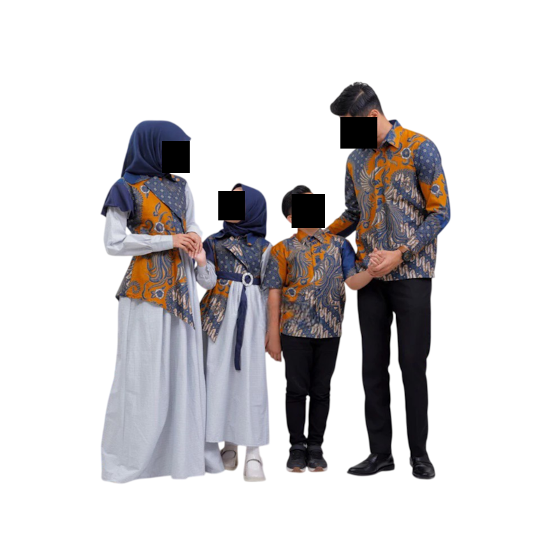 Revany ID Batik Couple Keluarga Gamis Navy