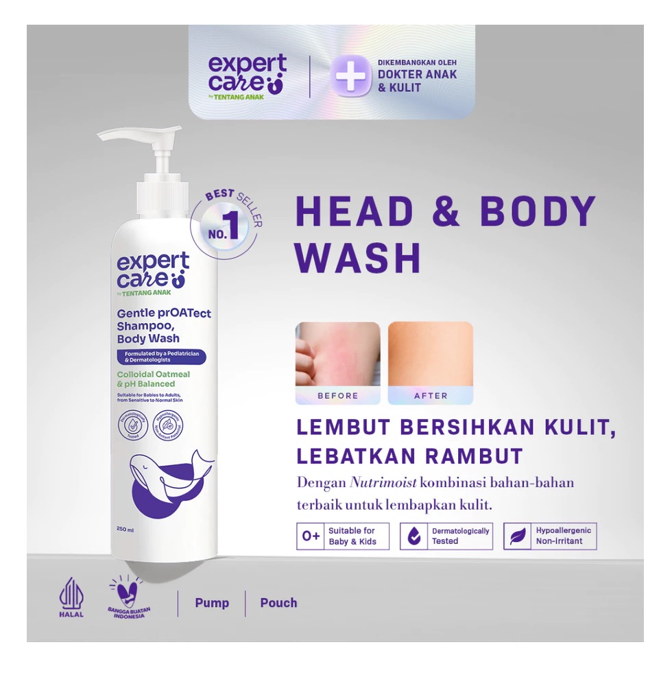 Tentang Anak Bahagia Expert Care by Tentang Anak Gentle prOATect Shampoo, Body Wash