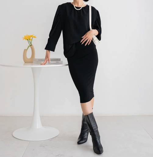  NZINGA Lilian Rok Span Polos Slim Fit Hitam