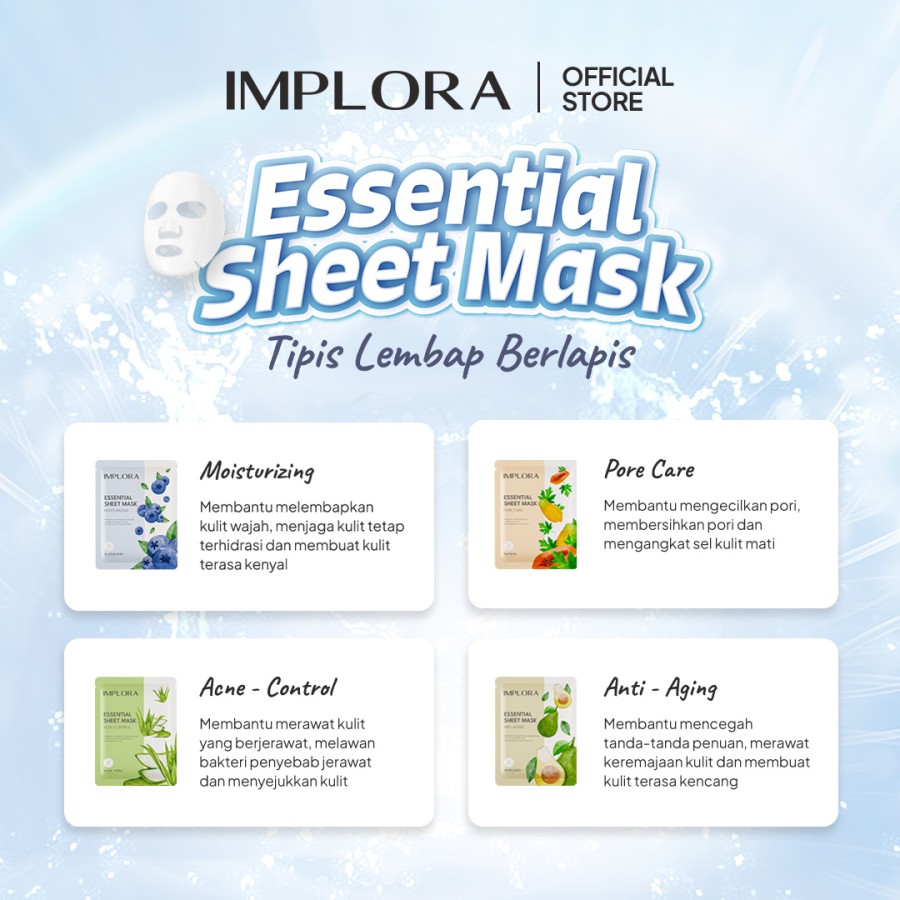 Implora Sukses Abadi Implora Essential Sheet Mask Aloe Vera