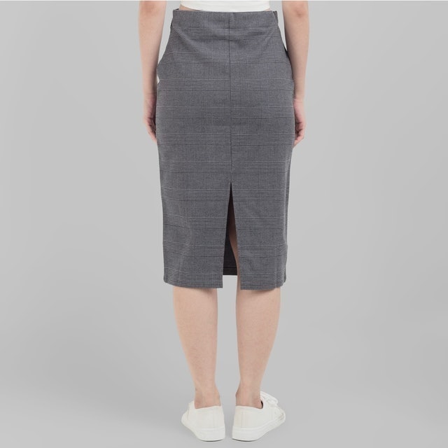 HAJOO Rok Bahan Plaid Tartan Wanita Span Korea Pinggang Tinggi