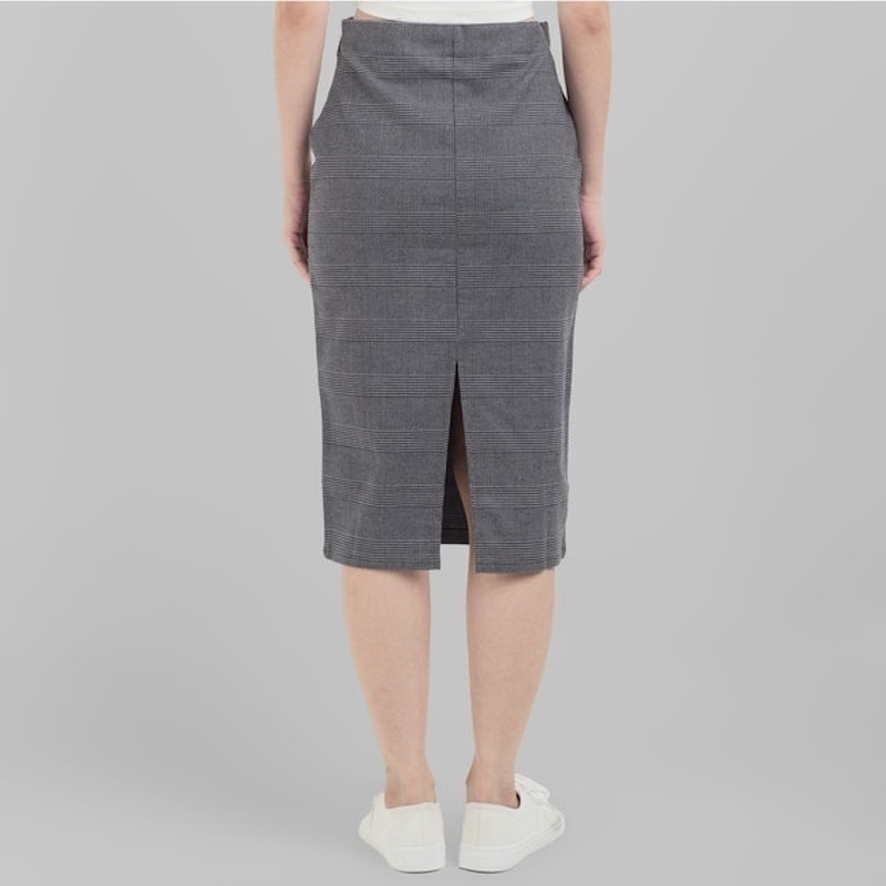 HAJOO Rok Bahan Plaid Tartan Wanita Span Korea Pinggang Tinggi 2