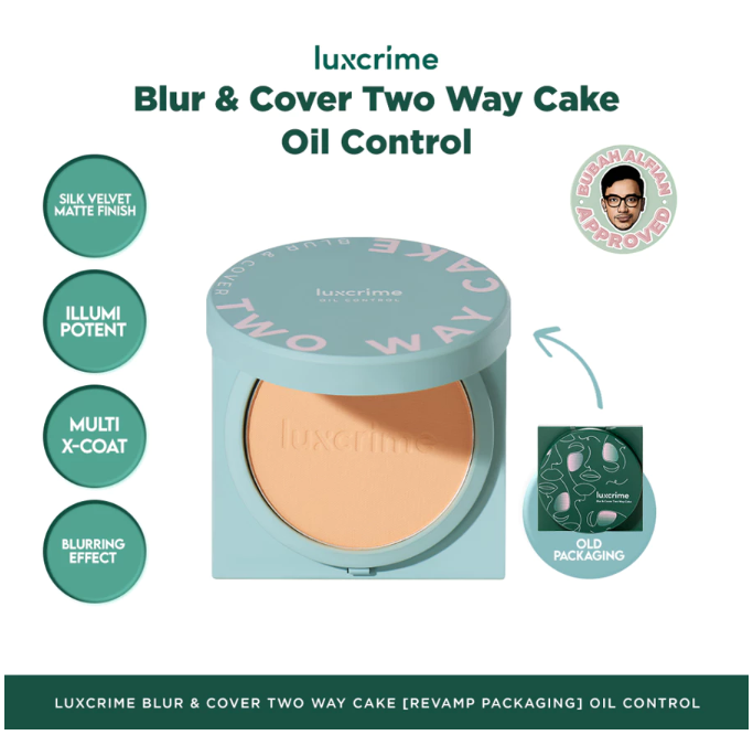 Luxury Cantika Indonesia Luxcrime Blur & Cover Two Way Cake Oil Control Cinnamon