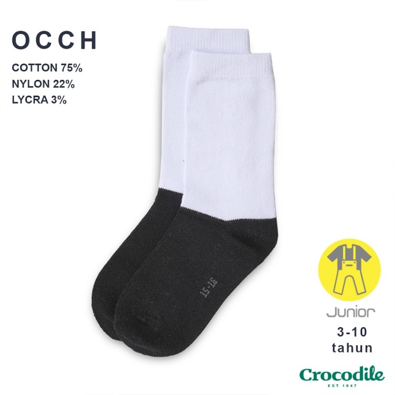 Crocodile Junior Kids Sock OCCH White Black 2