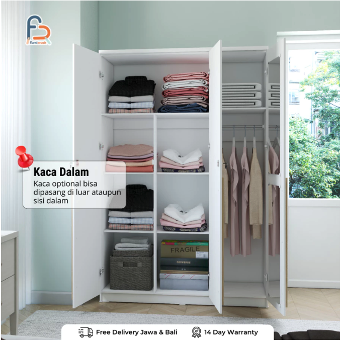 Furnicrush Home & Living Furnicrush Camille Lemari Pakaian 3 Pintu WDF 301