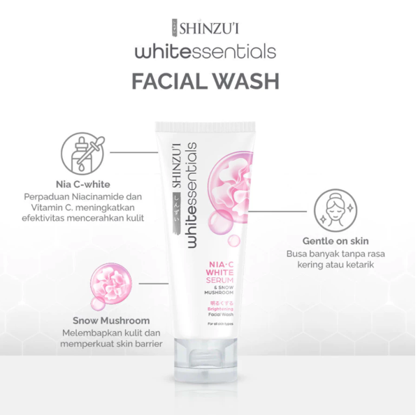 Bina Karya Prima SHINZU'I WHITEssentials Nia-C White Serum & Snow Mushroom Brightening Facial Wash