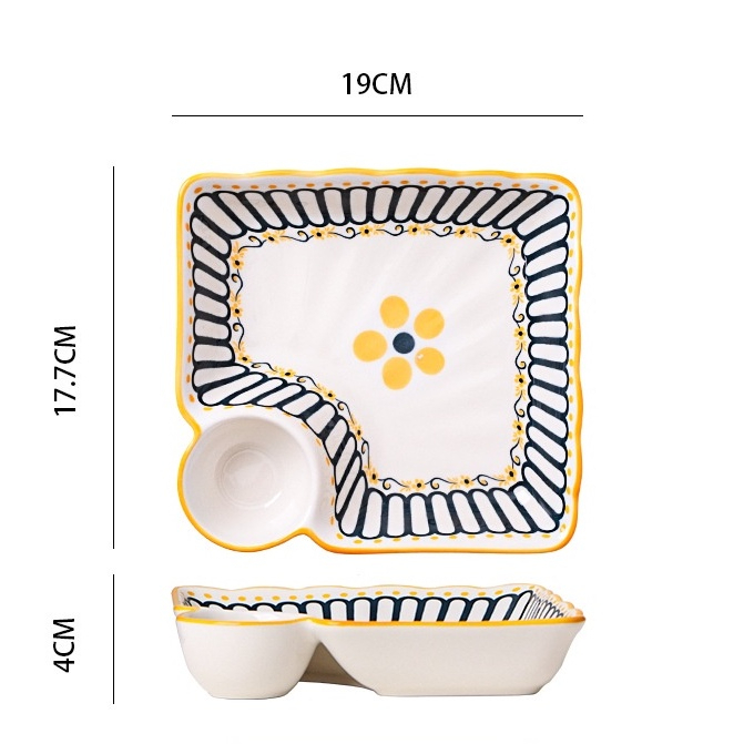 ASHOME Piring Saji Keramik Blue Flower Series 4