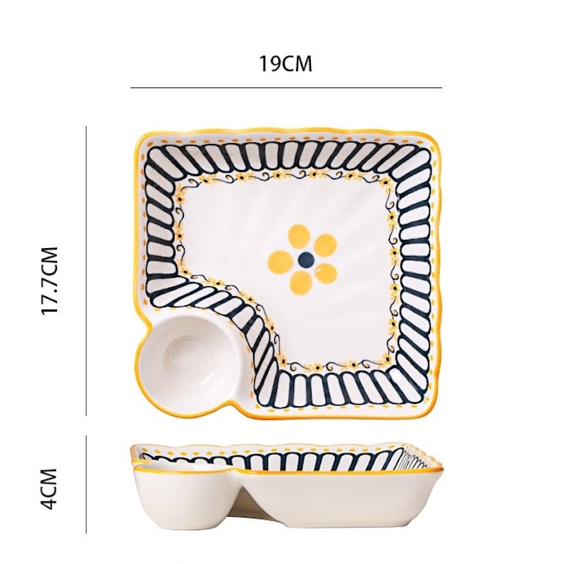 ASHOME Piring Saji Keramik Blue Flower Series 4