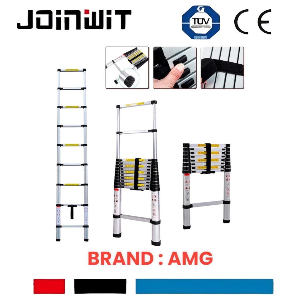  Single Telescopic Ladder 3.8M Hitam Biru