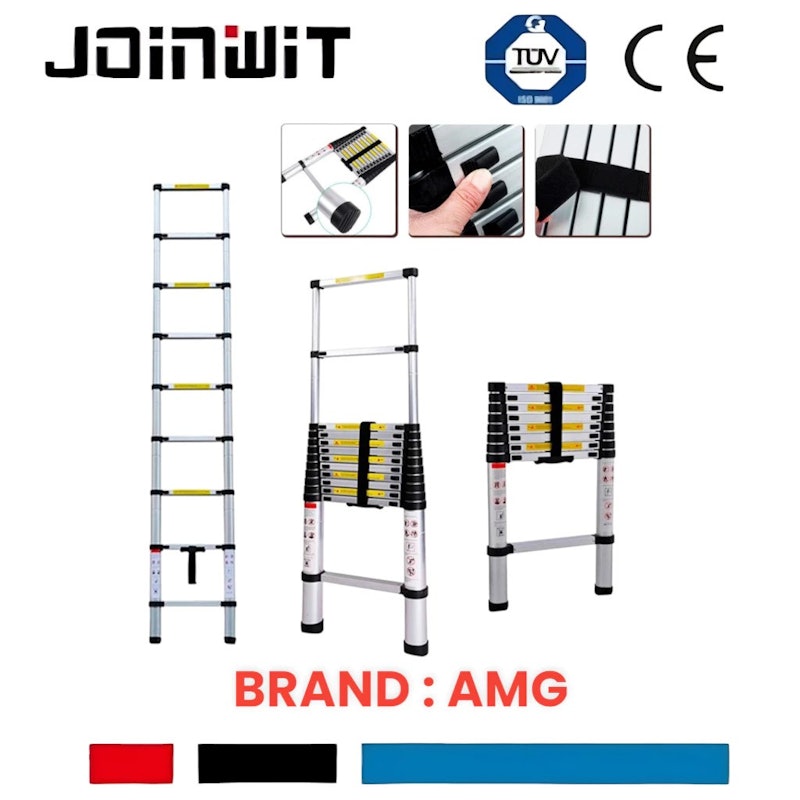 Single Telescopic Ladder 3.8M Hitam Biru 4
