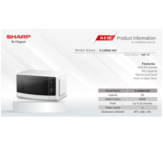 SHARP Electronics SHARP 20 Liter Stylish Designed Microwave Oven R-220MA