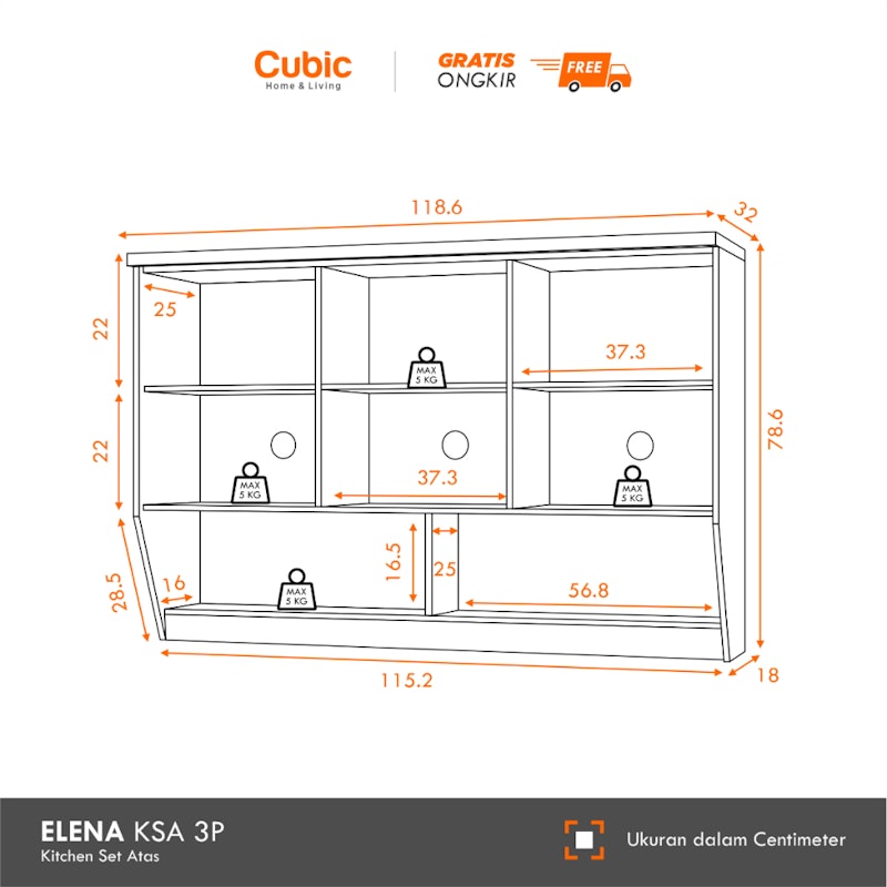 Cubic Home & Living Kitchen Set 3 Pintu Minimalis 5