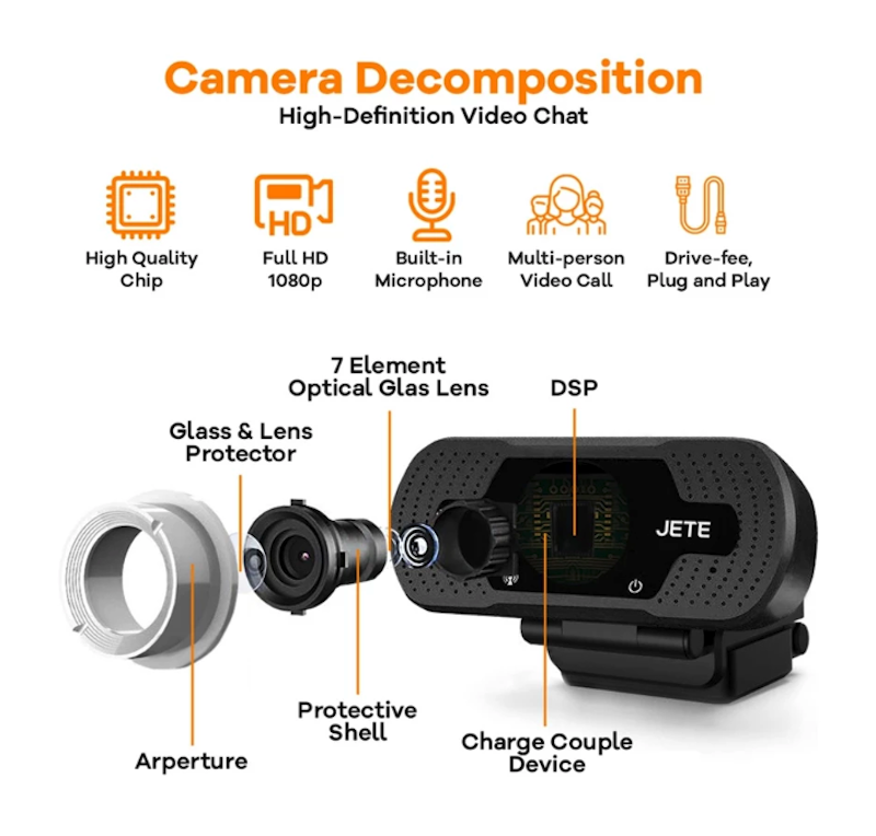 JETE Webcam Full HD 1080px 5