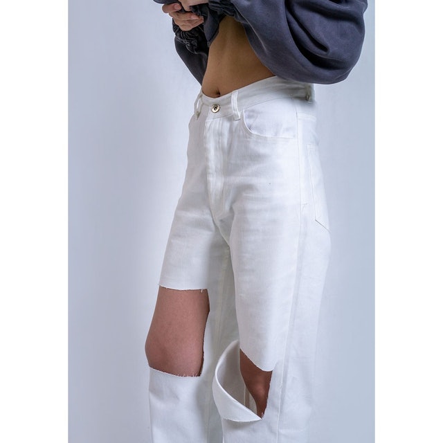 Hailey Wide Leg White Ripped Jeans 2