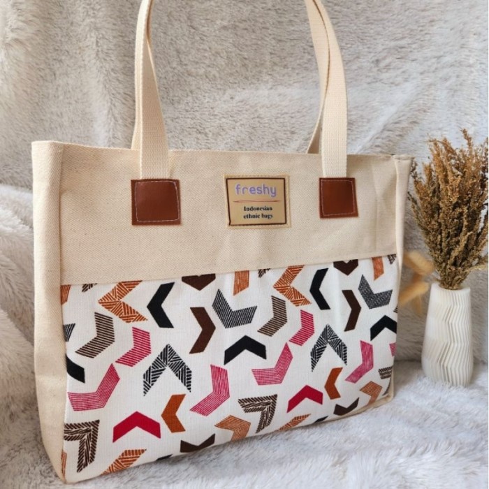 Freshy Freshy Tote Bag Kanvas Resleting
