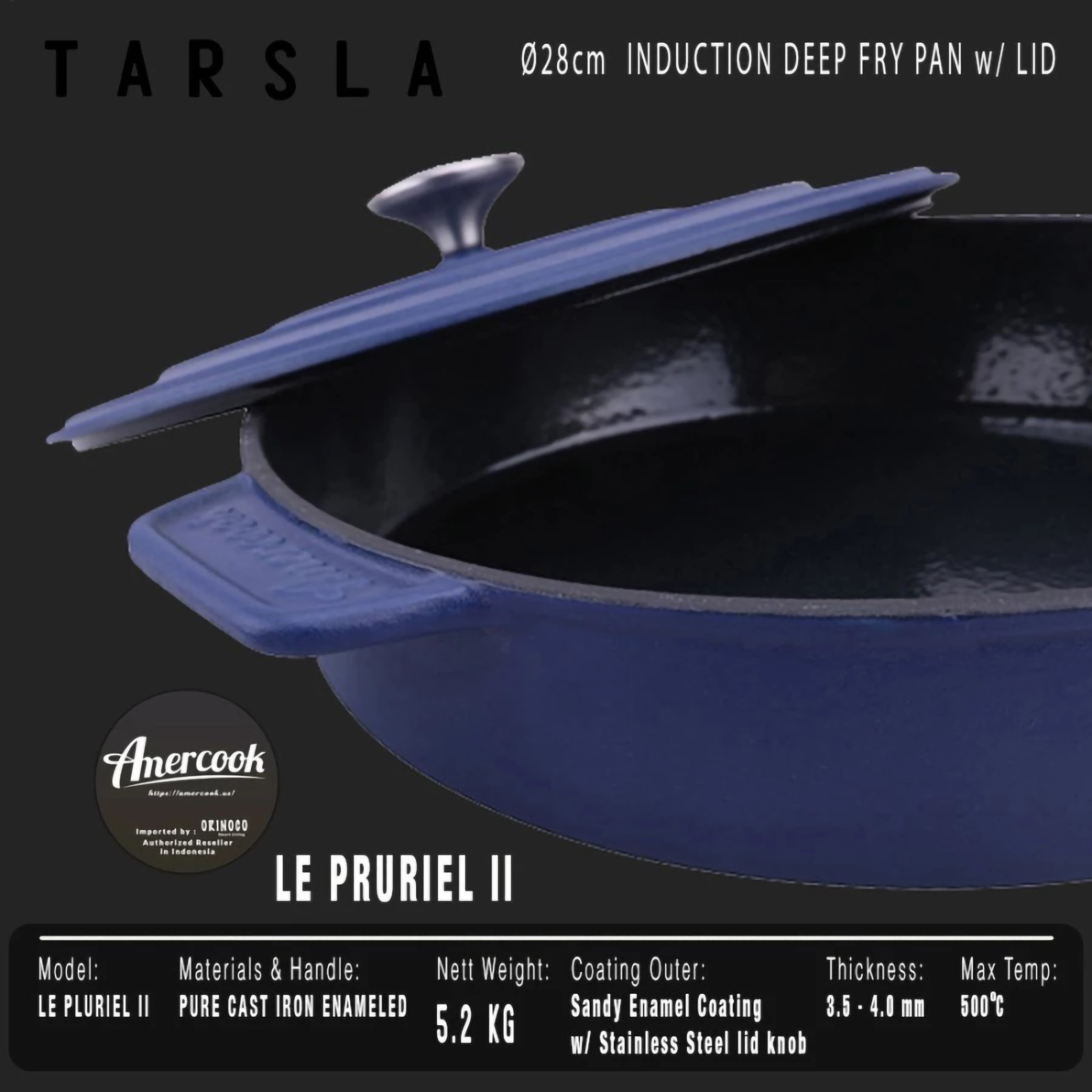 Amercook Amercook Le Pluriel II Cast Iron Cookware Non-Stick Deep Frying Pan