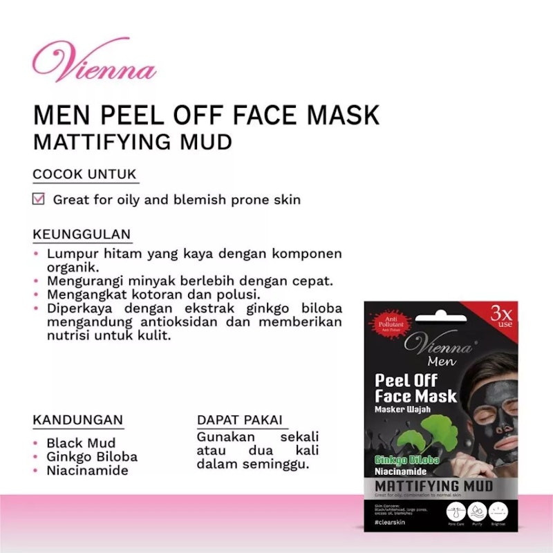 Vienna Men Peel Off Face Mask Matfying Mud