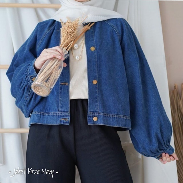 Virza Jaket Jeans Wanita Lengan Balon