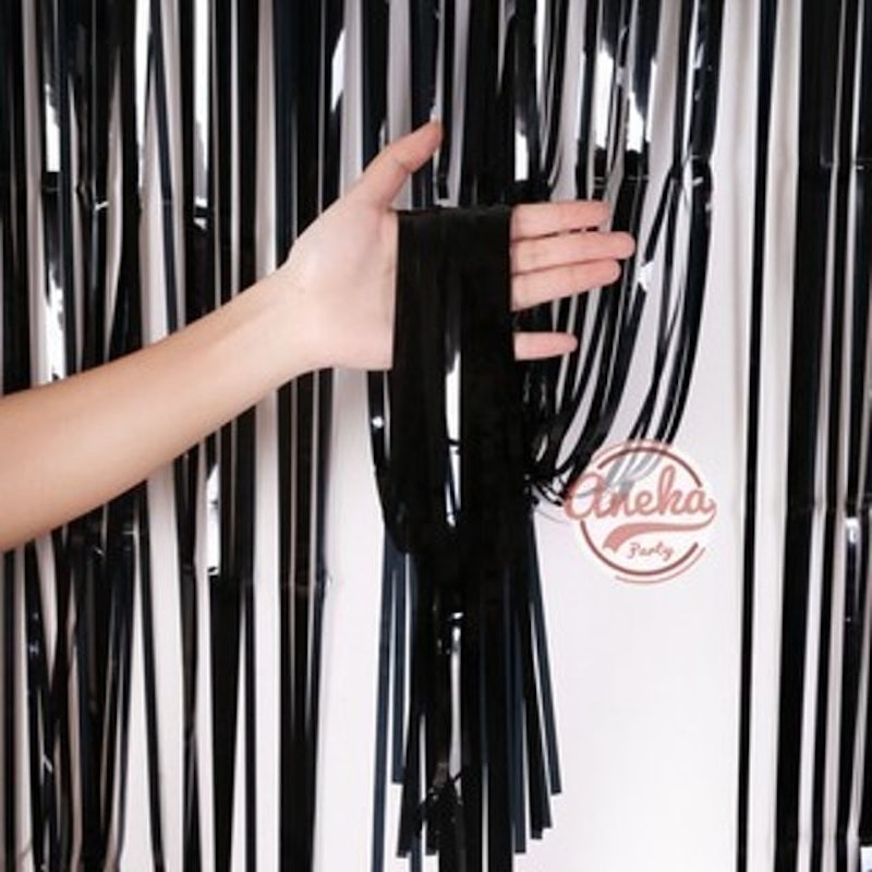 Black Foil Fringe Curtain 1
