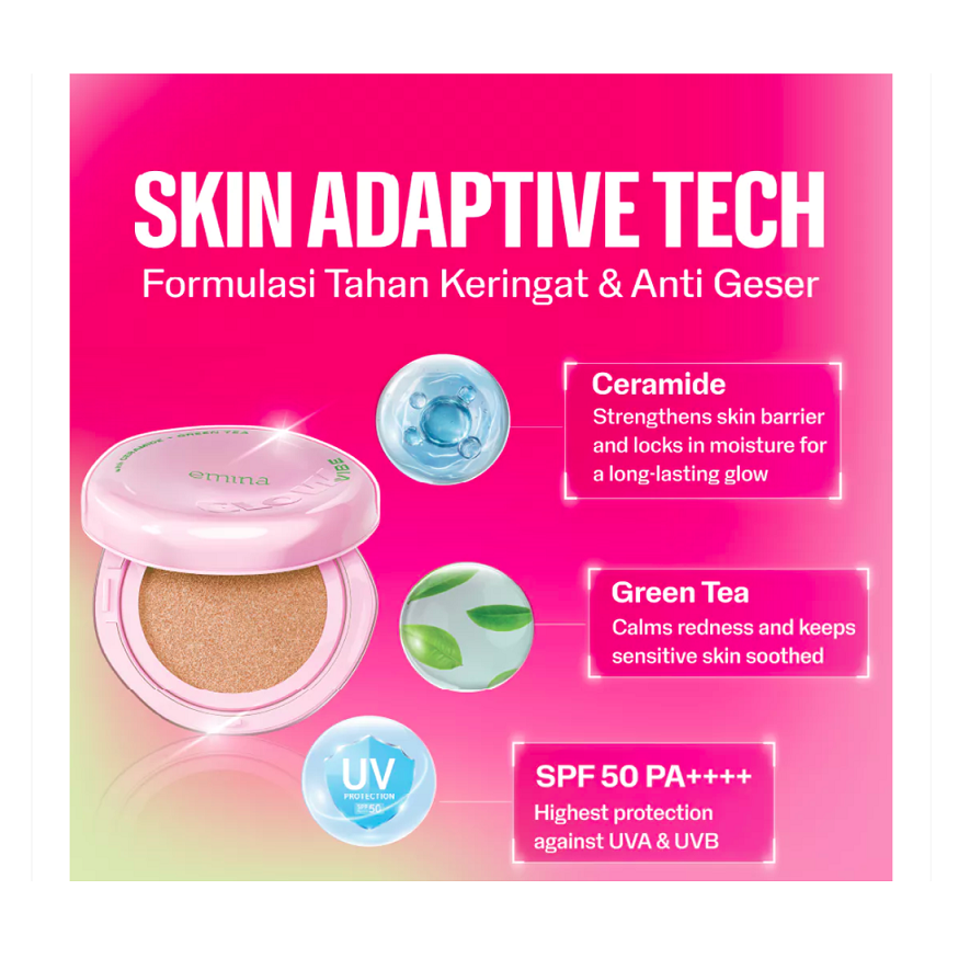 Paragon Technology and Innovation Emina Glow Vibe 3 in 1 Skincare Cushion SPF 50 PA++++ W04 Dune