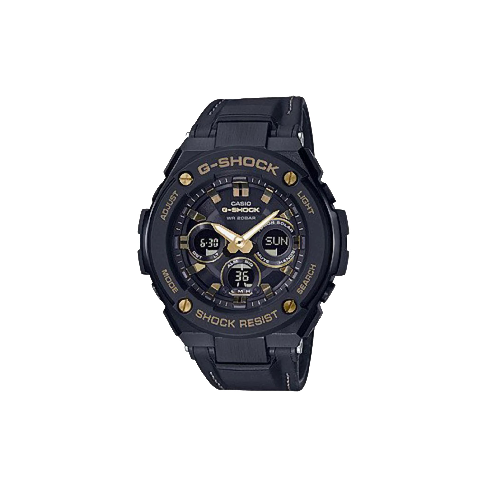 CASIO G-SHOCK Steel Men Digital Analog Dial Black Leather Strap ｜ GST-S300GL-1ADR