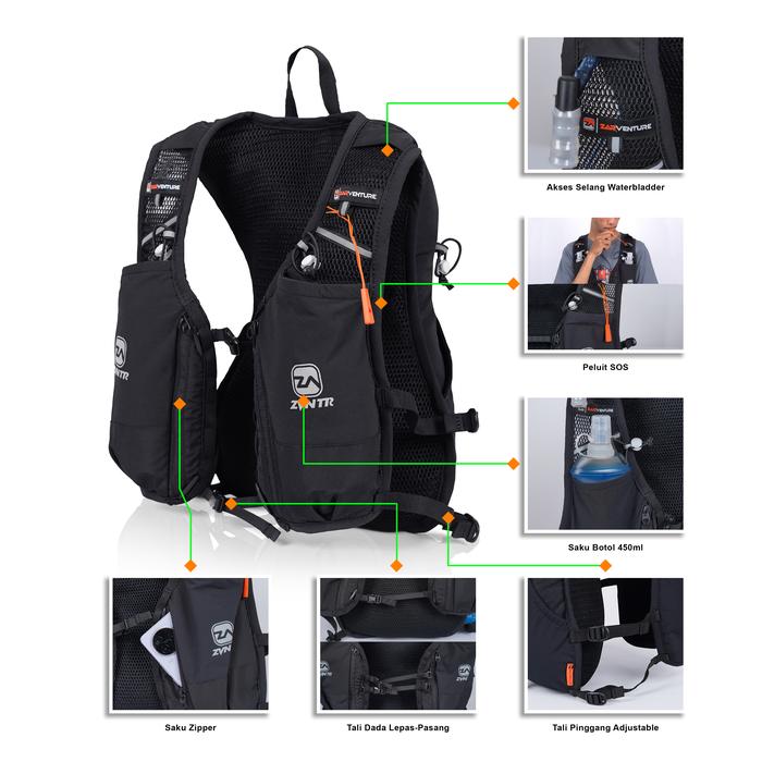  Zarventure Irruna Hydropack Vest Running 10 Liter 